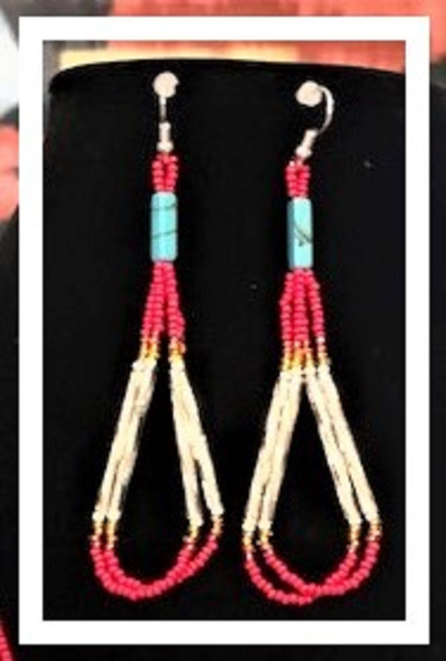 Tassel Bead Necklace Set with Rainbow and Red Seed Beads