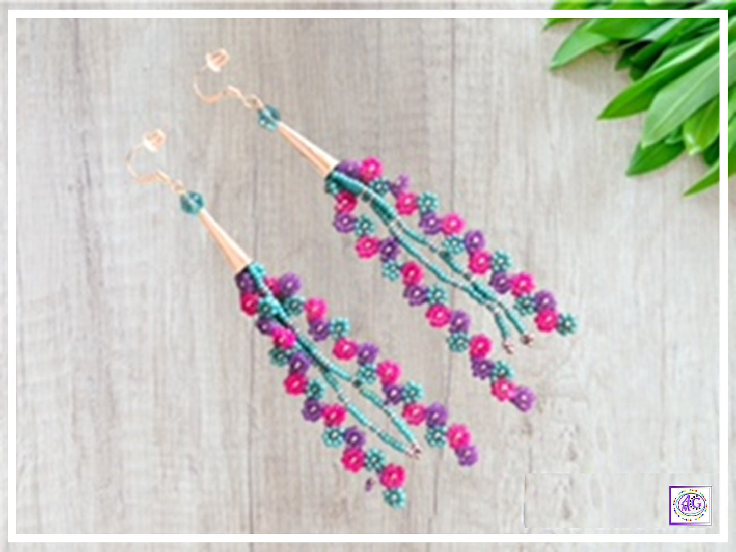 Multi Color Beaded Daisy Flower Earrings