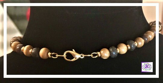 Triangle Necklace with Polymer Clay and Wood Beads