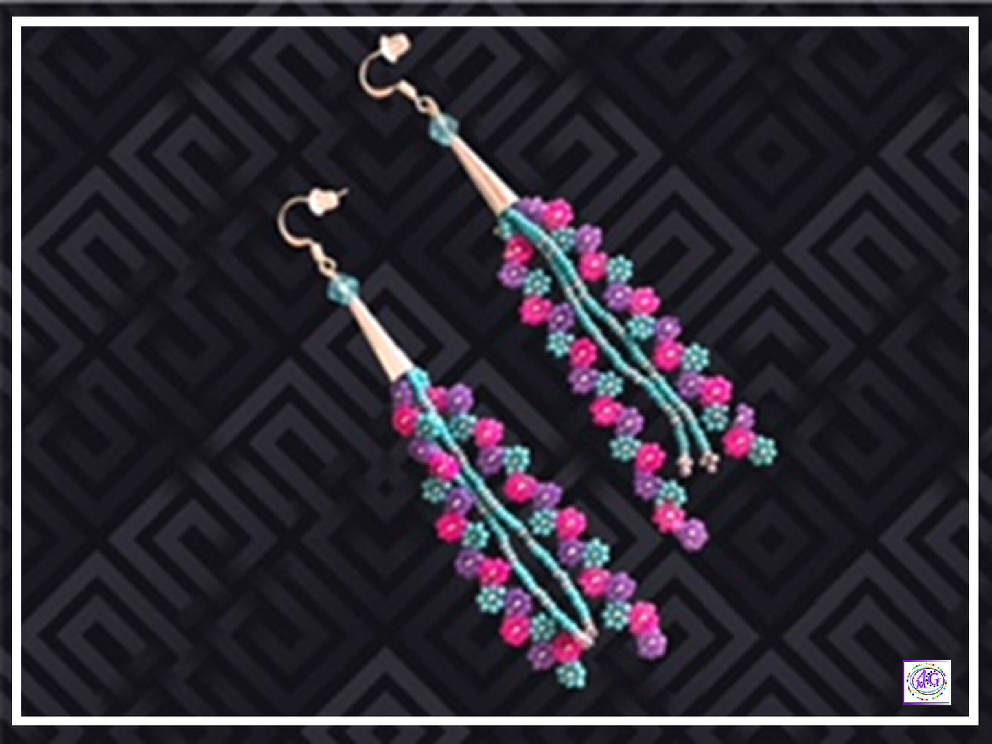 Multi Color Beaded Daisy Flower Earrings