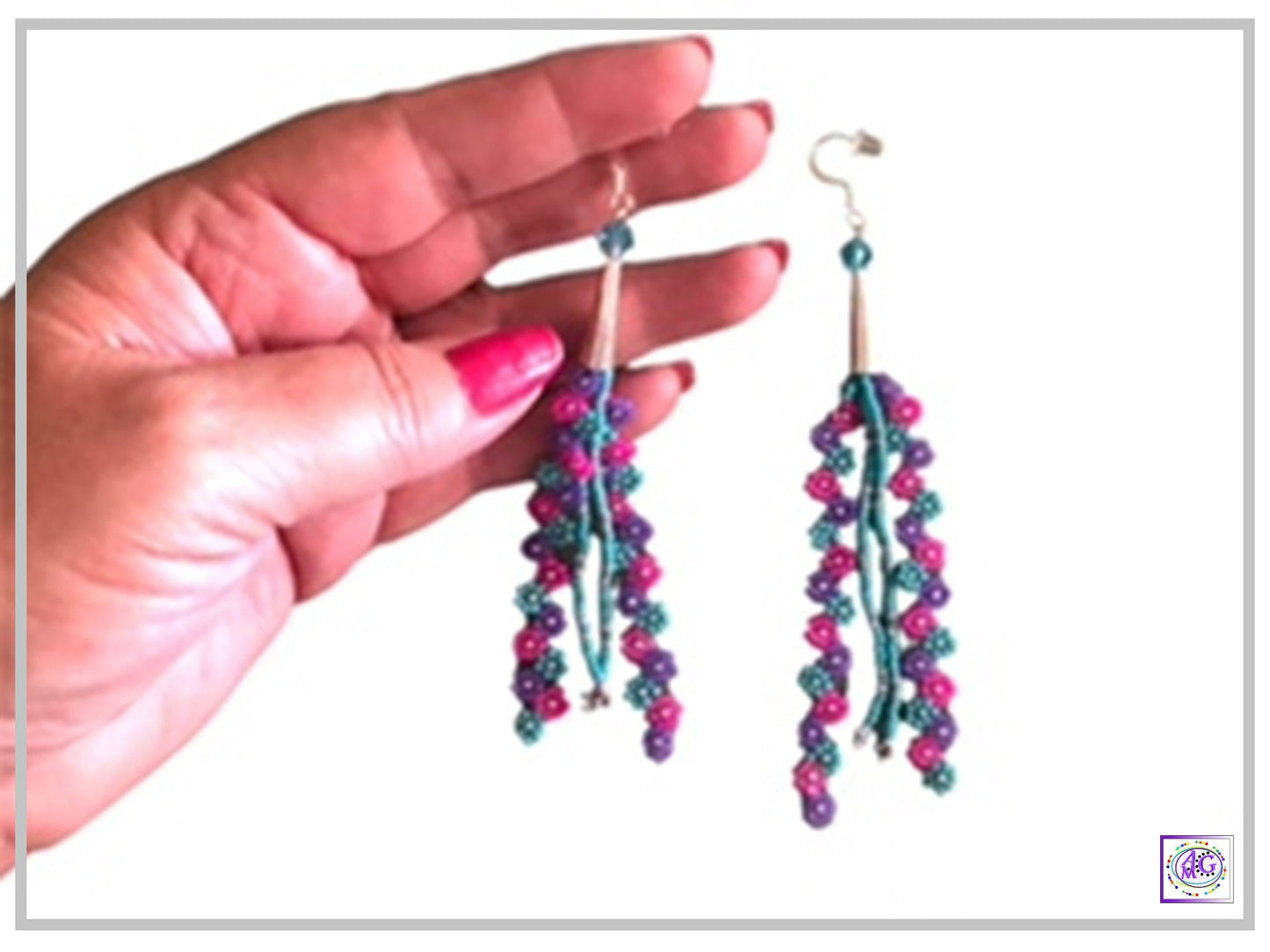 Multi Color Beaded Daisy Flower Earrings