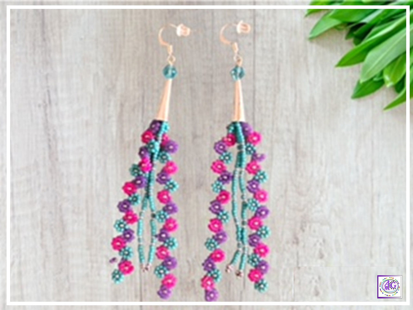 Multi Color Beaded Daisy Flower Earrings