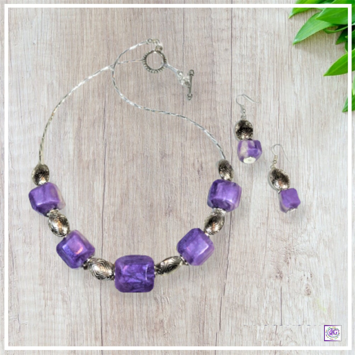 Faux Amethyst and Silver Jewelry Set