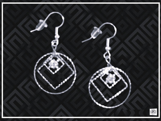 Silver Dangle Earrings with Rhinestone