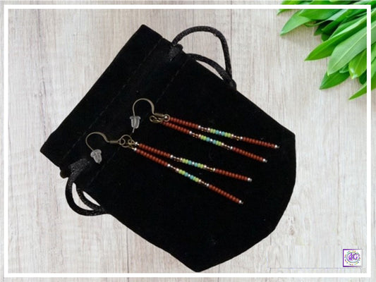 Delicate Brown Beaded Earrings