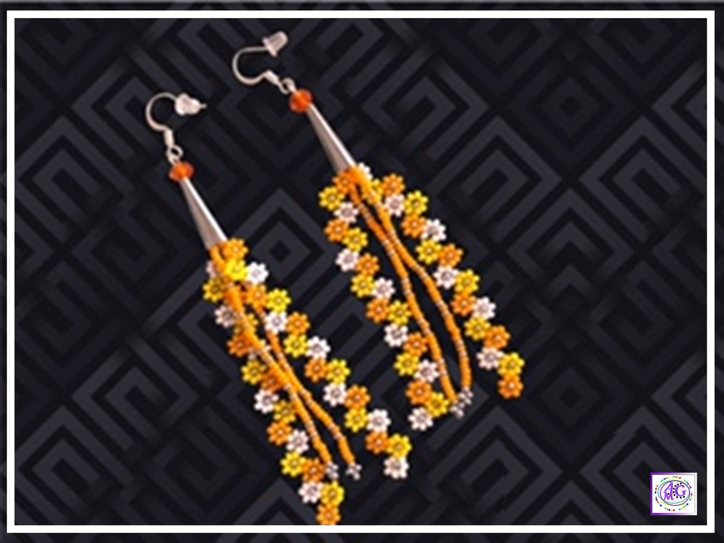Yellow Beaded Daisy Flower Earrings