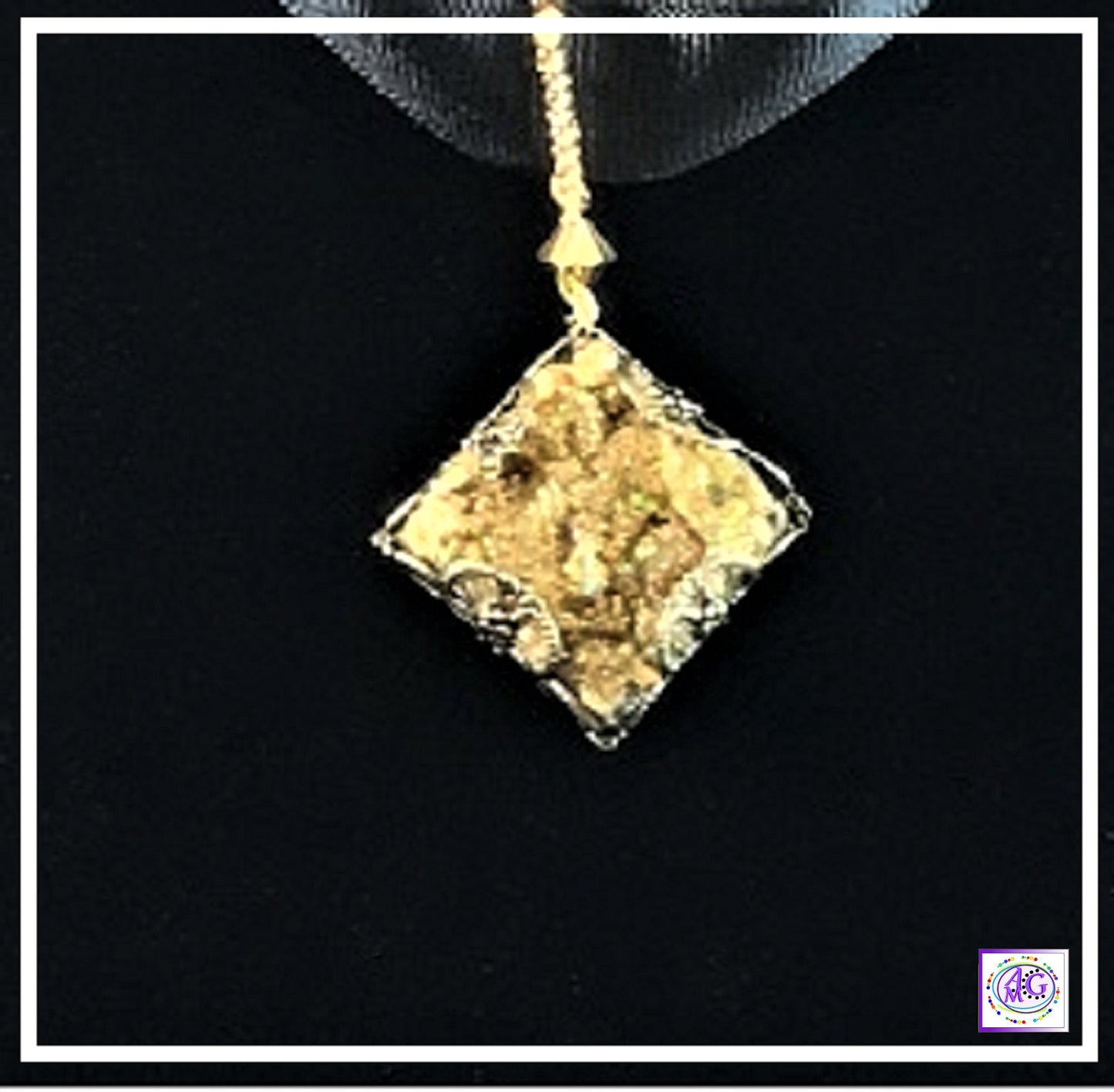 Gold Sparkly Faux Druze Necklace