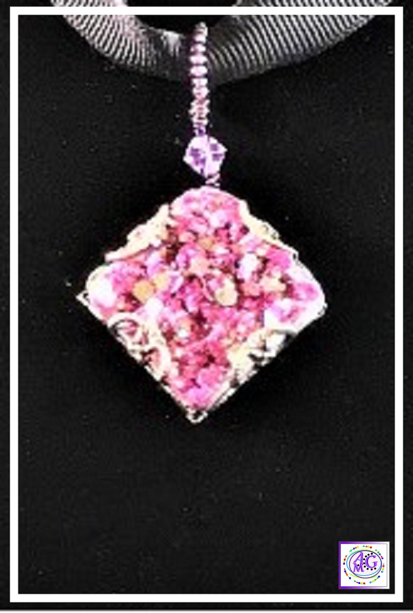 Pink Faux Druze Necklace