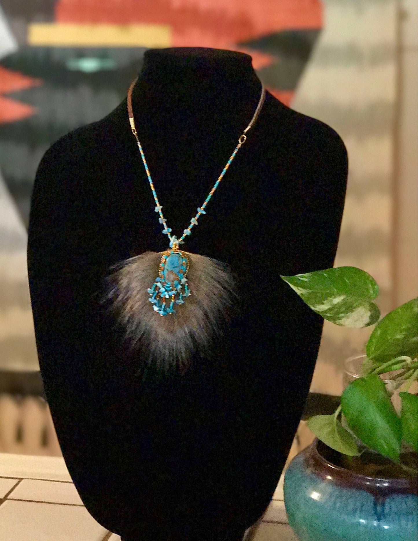 Faux Turquoise Bead Bracelet and Necklace