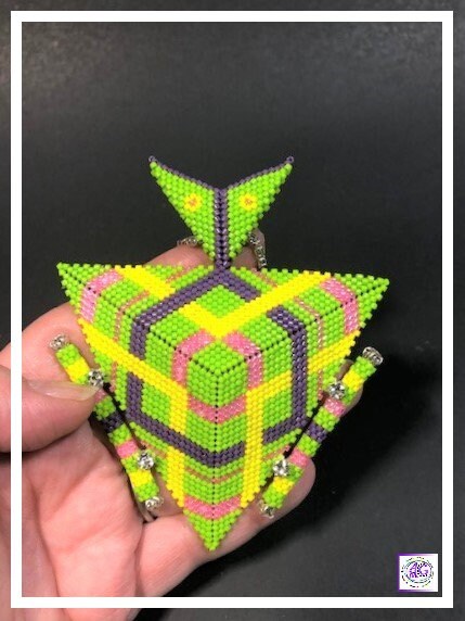 Beaded Triangle Necklace Set with Geometric Design (Lime Green)