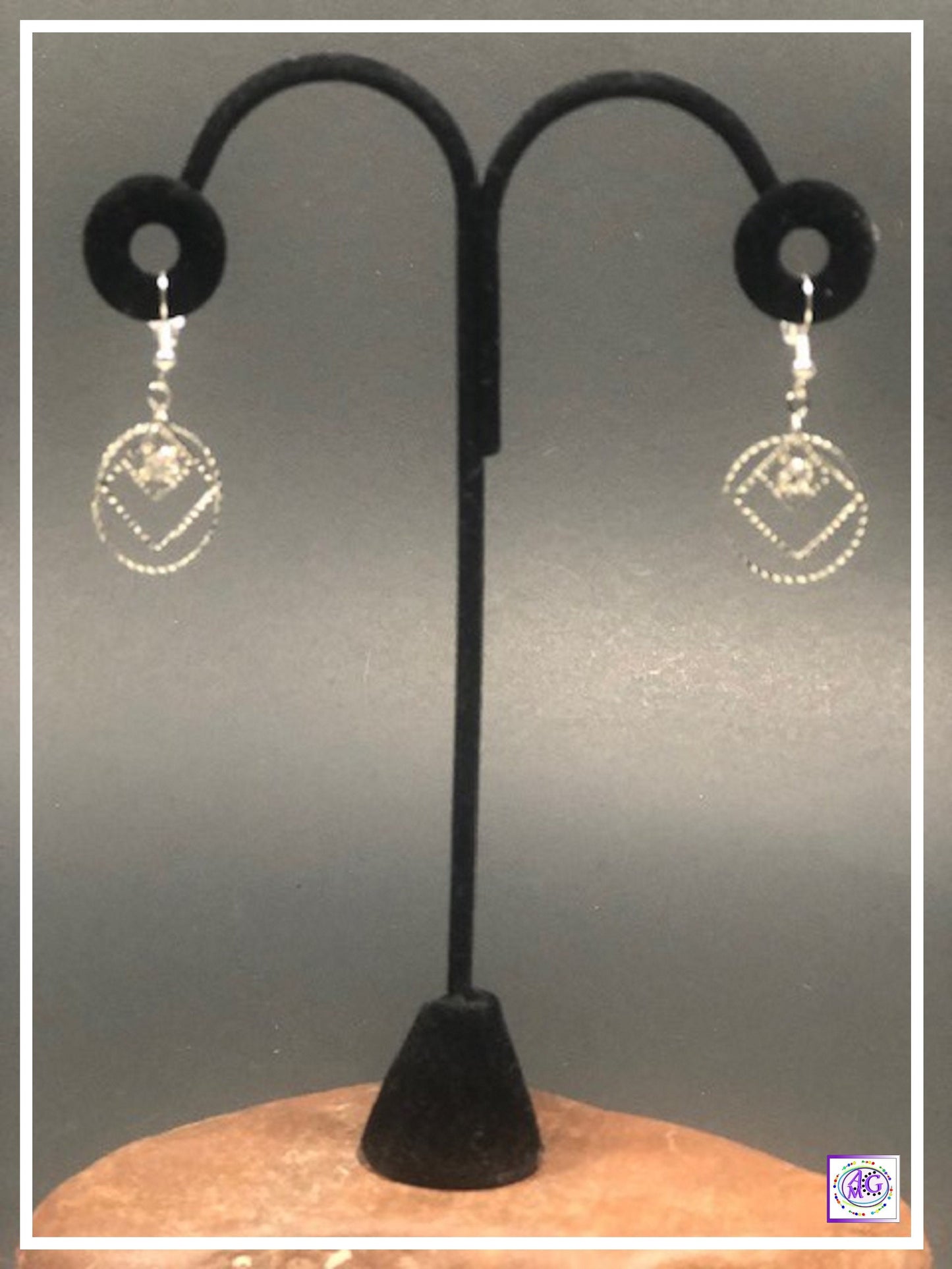 Silver Dangle Earrings with Rhinestone