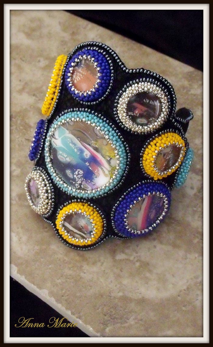 Colorful Sparkle Cuff Bracelet on Black Suede