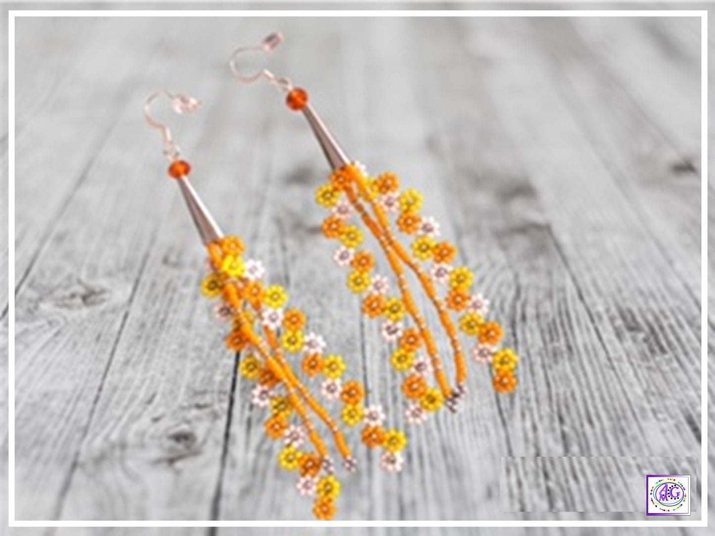 Yellow Beaded Daisy Flower Earrings
