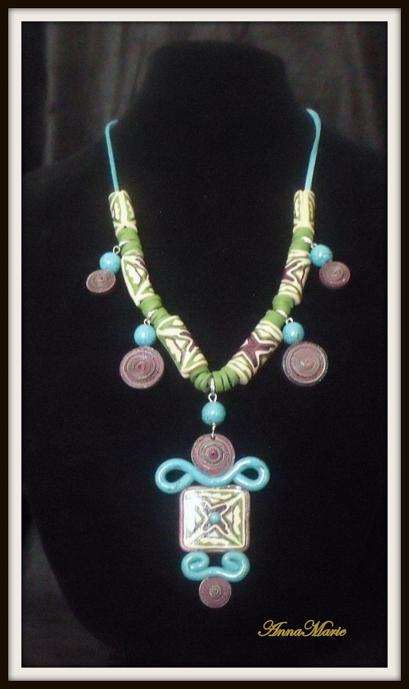 Turquoise and Plum Necklace Set