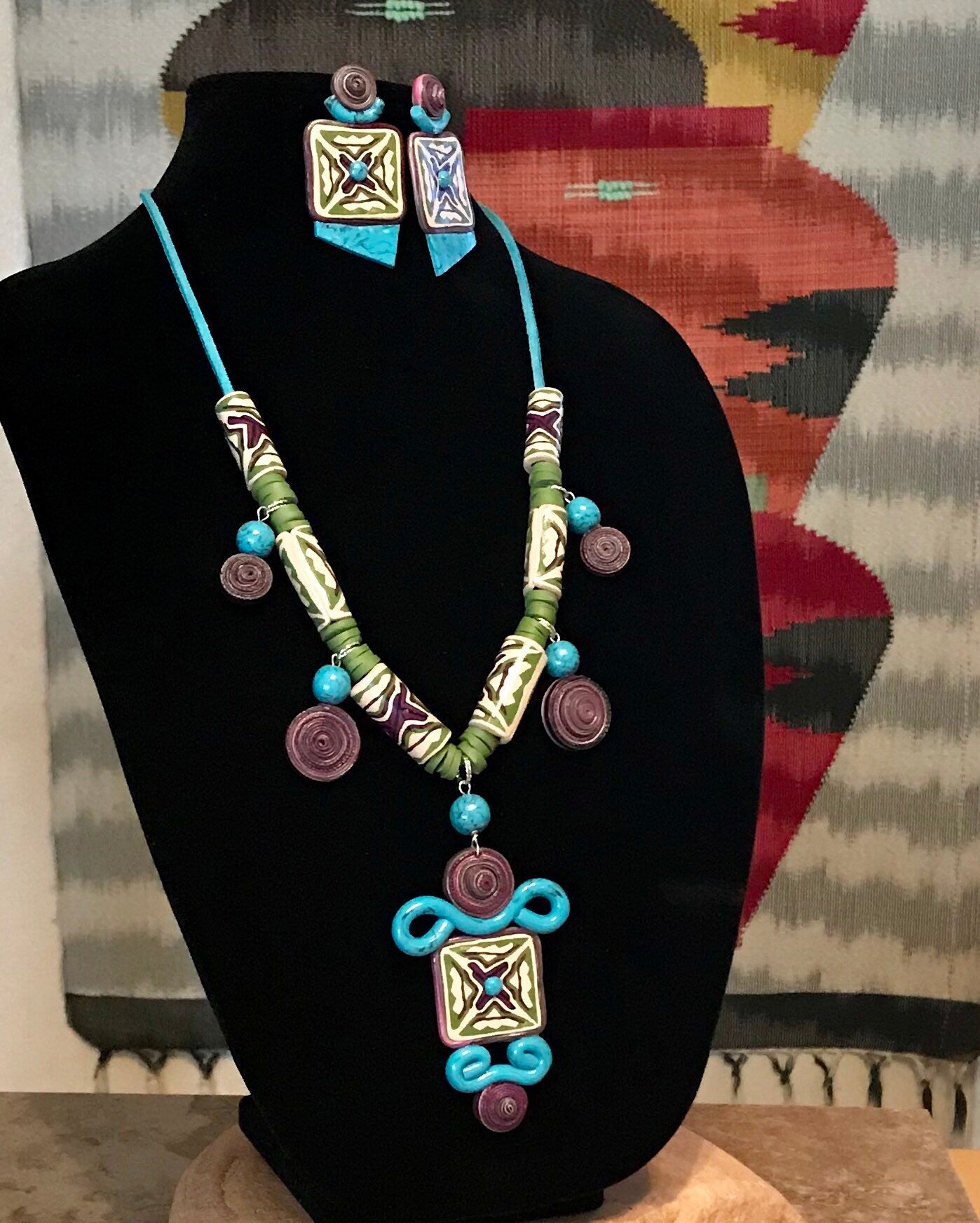Turquoise and Plum Necklace Set