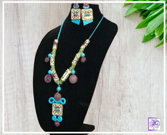Turquoise and Plum Necklace Set