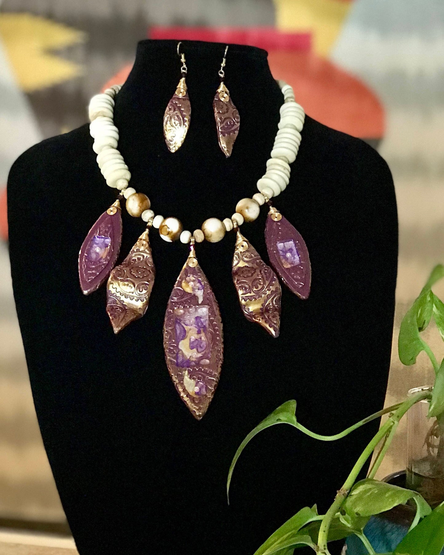 Gold and Purple Necklace Set