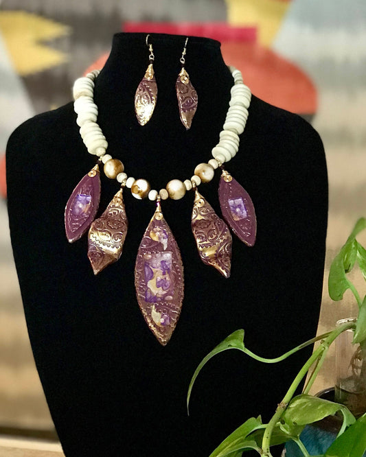 Gold and Purple Necklace Set