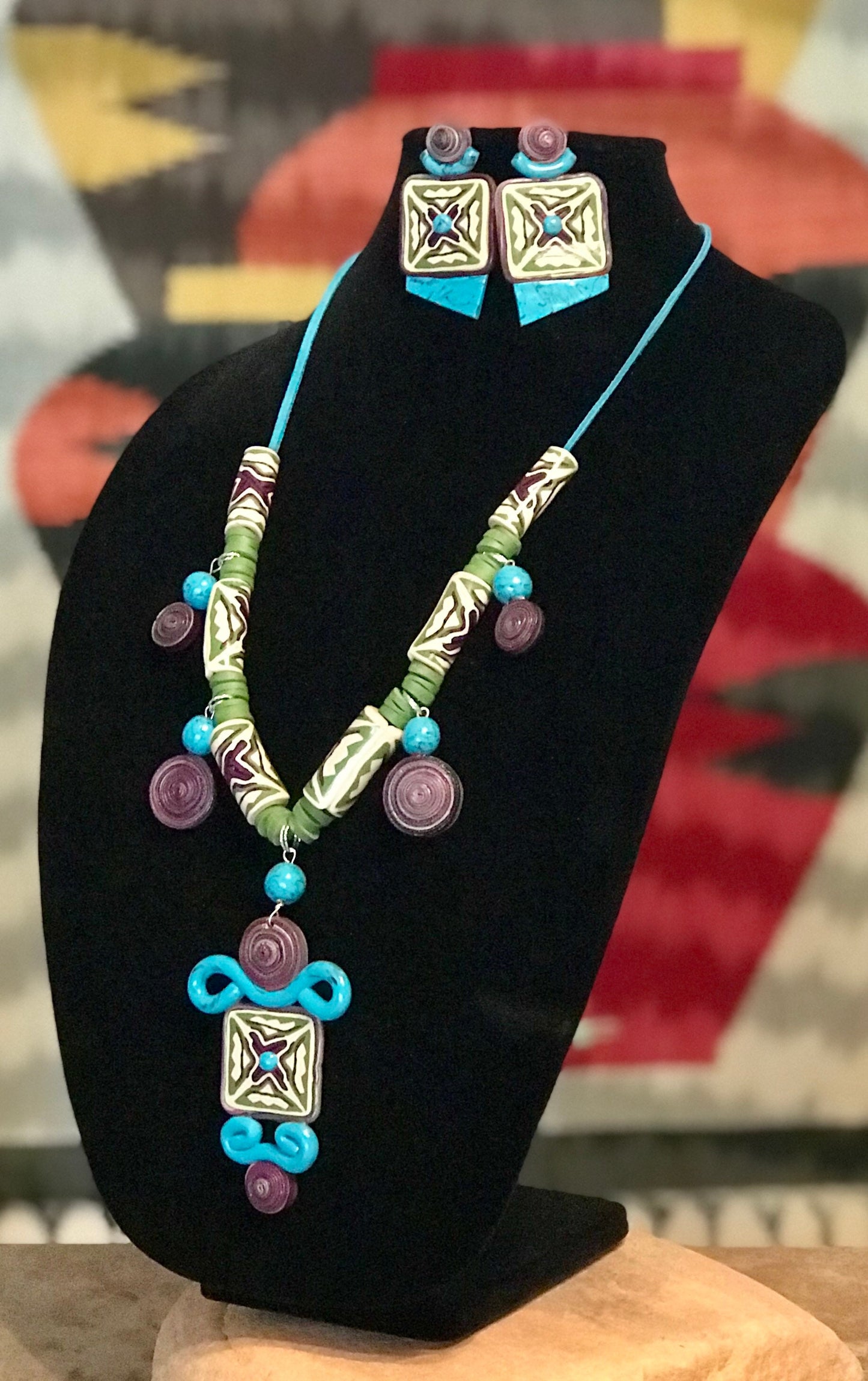 Turquoise and Plum Necklace Set