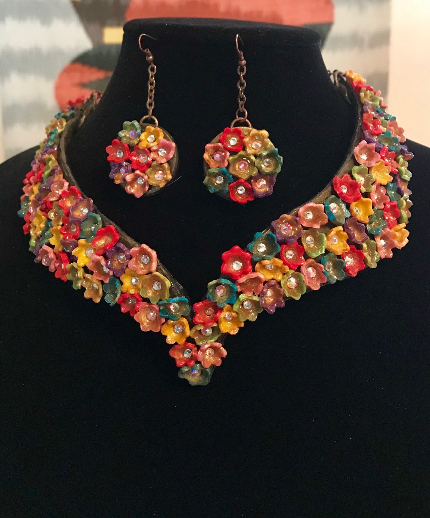 Rhinestones Flower Necklace Set
