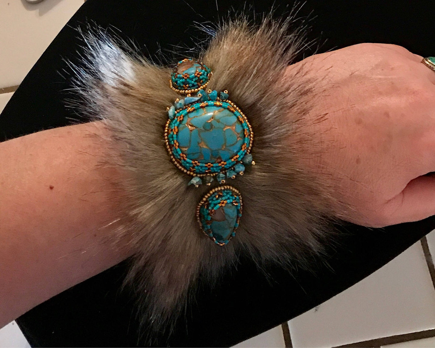 Faux Turquoise Bead Bracelet and Necklace
