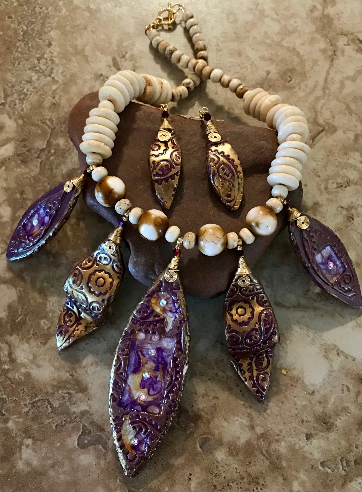 Gold and Purple Necklace Set