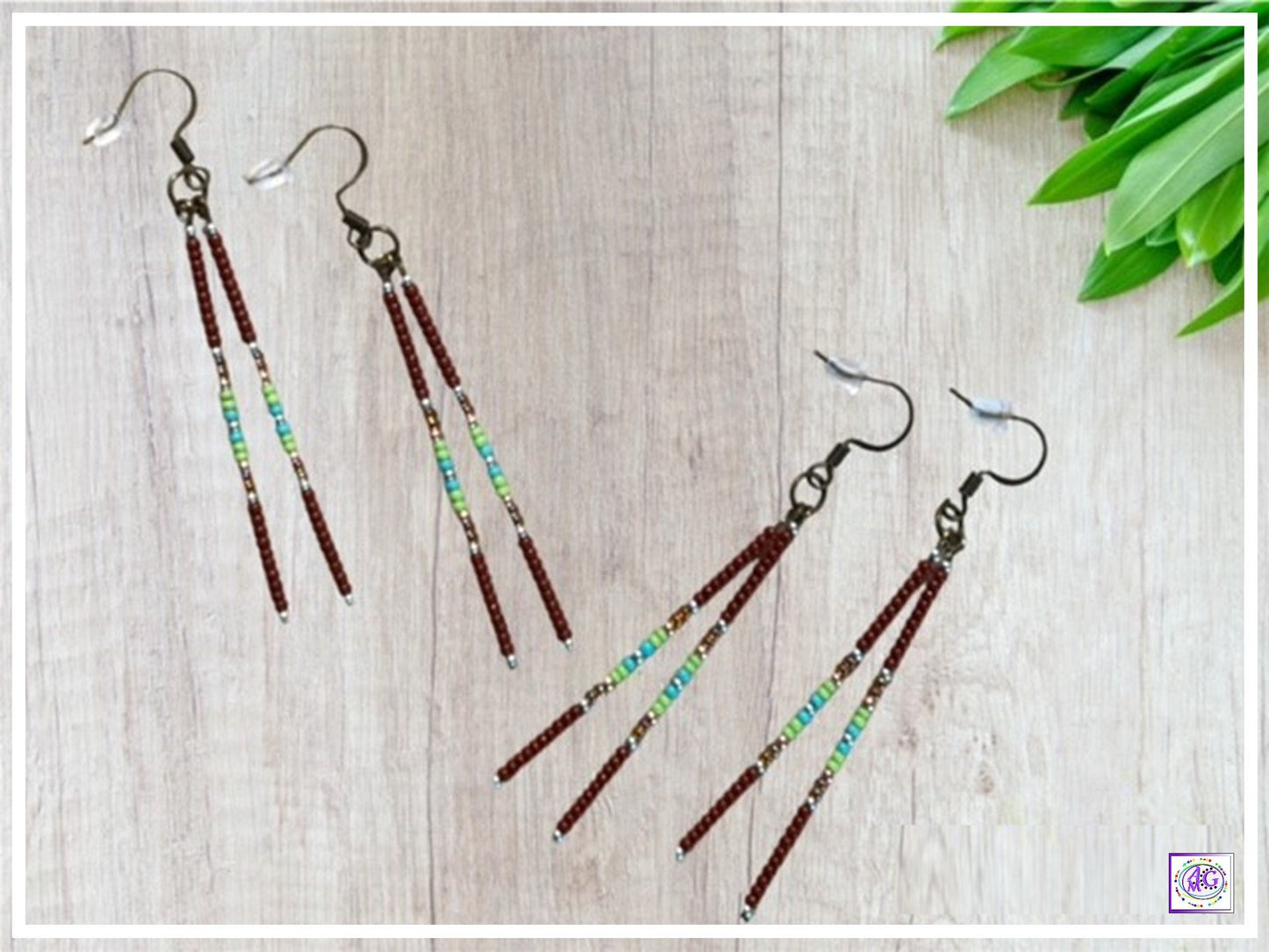 Delicate Brown Beaded Earrings