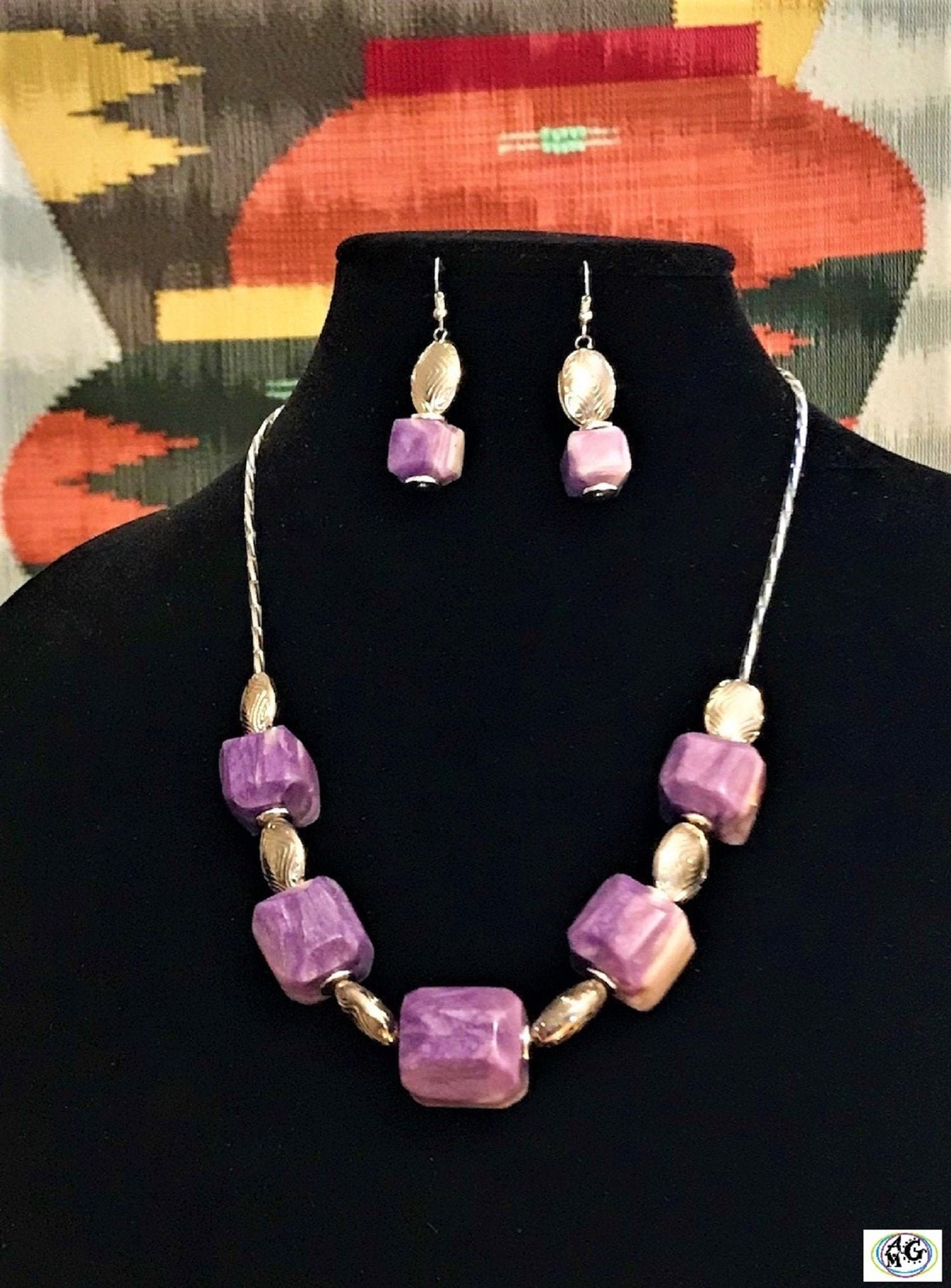 Faux Amethyst and Silver Jewelry Set