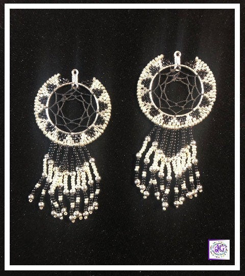 Black Beaded Dreamcatcher Earrings