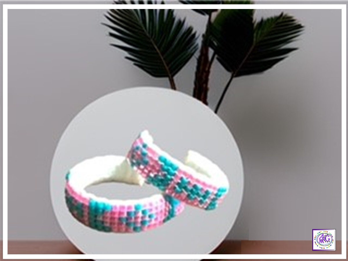 Pink and Teal Beaded Hoop Earrings