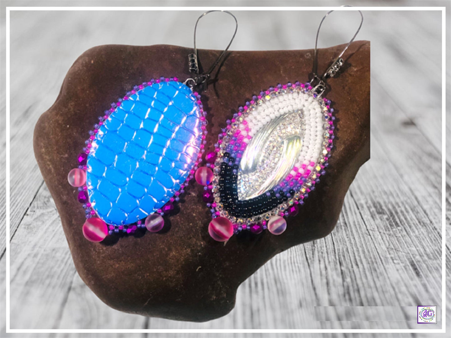 Pink Beaded Marquise Earrings