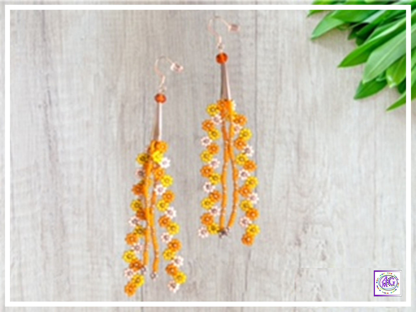 Yellow Beaded Daisy Flower Earrings
