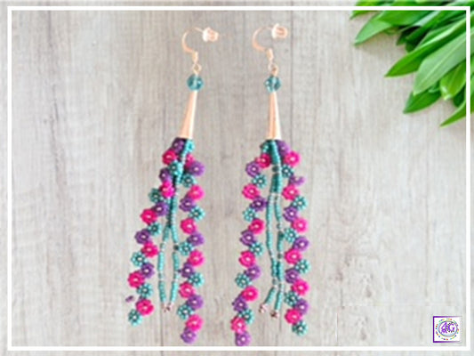 Multi Color Beaded Daisy Flower Earrings