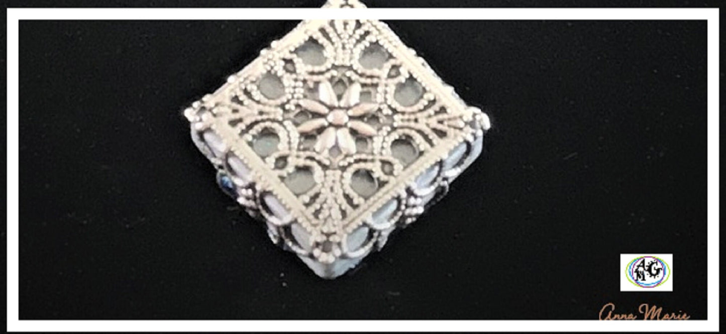 Grey Sparkly Faux Druze Necklace
