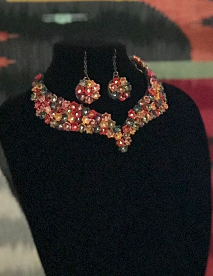Rhinestones Flower Necklace Set