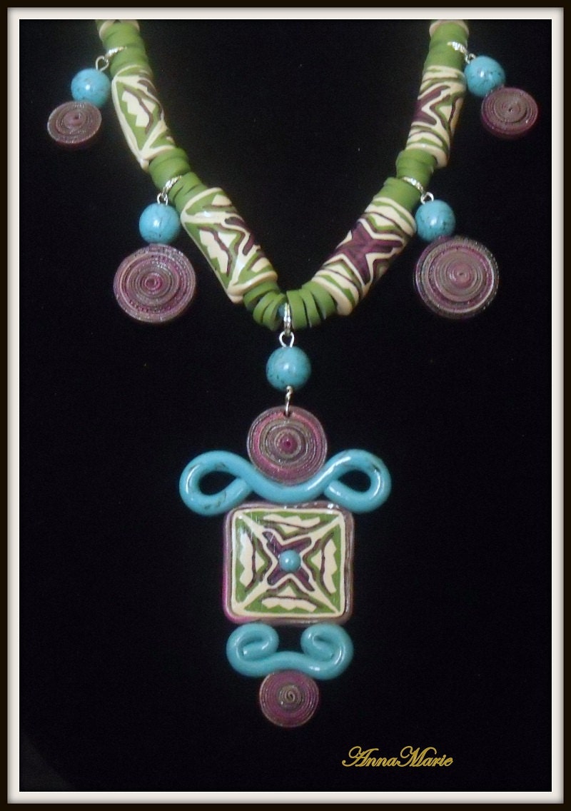 Turquoise and Plum Necklace Set