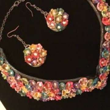 Rhinestones Flower Necklace Set