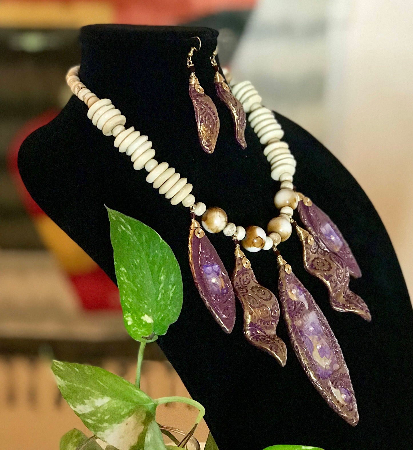 Gold and Purple Necklace Set