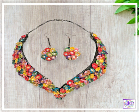 Rhinestones Flower Necklace Set