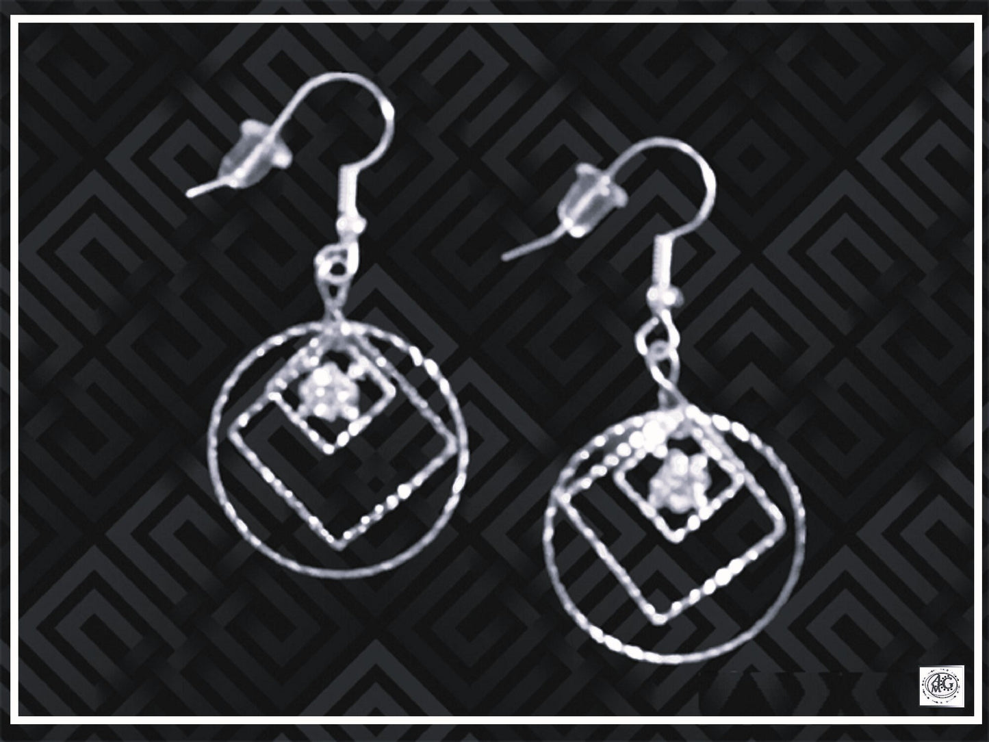 Silver Dangle Earrings with Rhinestone