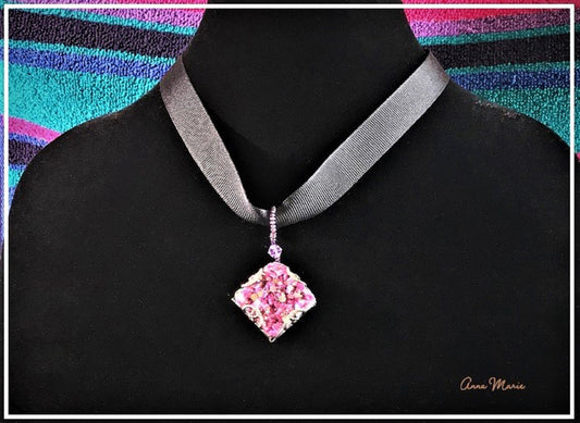 Pink Faux Druze Necklace