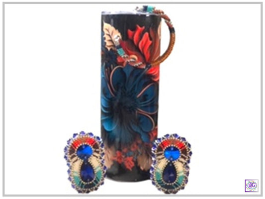 Autumn Beaded Jewelry Set with matching Tumbler Cup