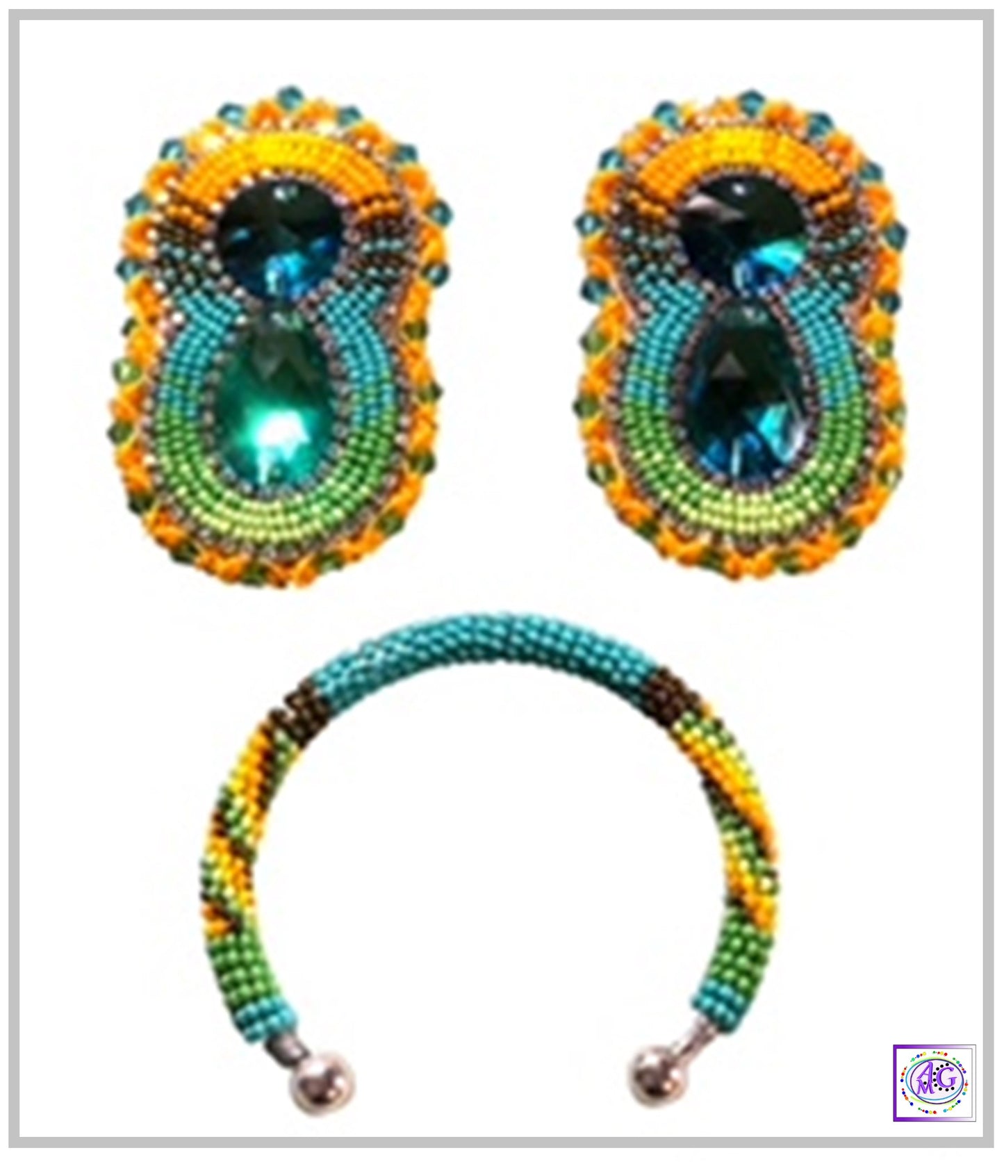 Sunflower Beaded Jewelry Set with Matching Tumbler Cup